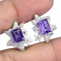 Silberohrringe 925 Zirkonia natürliche Amethyste 5