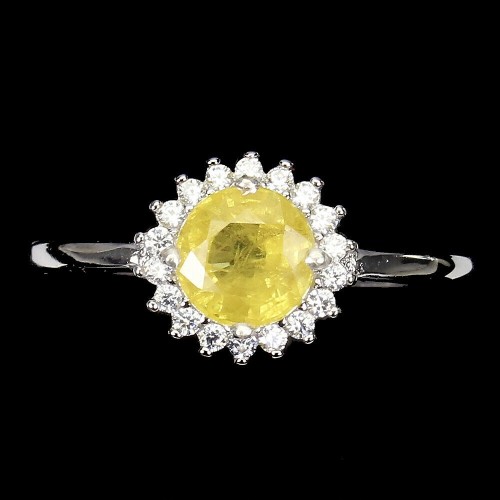 Ring Größe 14,5 Silber natur gelber Saphir