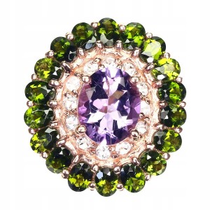 Silberring Diopsid Amethyst Topas Größe 14