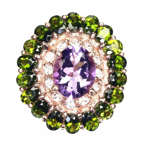 Silberring Diopsid Amethyst Topas Größe 14
