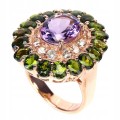 Silberring Diopsid Amethyst Topas Größe 14