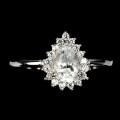 Zarter Ring 925 Aquamarin Zirkonia Größe 14