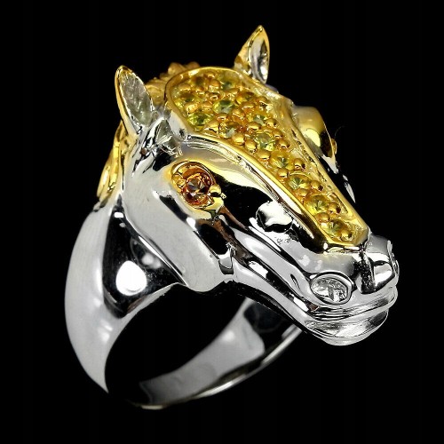 Ring Pferd natürliche Saphire Songea Größe 18 Sterlingsilber