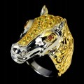 Ring Pferd natürliche Saphire Songea Größe 18 Sterlingsilber