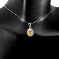 Halskette Zirkonia Silber gelber Saphir natur 925