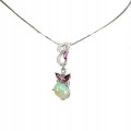 925 Sterling Silber Halskette Feueropal Granat Rhodoliten