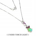 925 Sterling Silber Halskette Feueropal Granat Rhodoliten