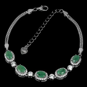 Armband 925 natürliche Smaragde Zirkonia