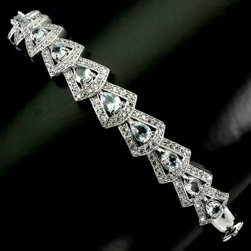 Silberarmband mit natürlichen Aquamarin Zirkonia
