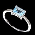 Zarter Silberring Sky Blue Topas Größe 14,5