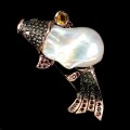 925 Silber Brosche Natur barocke Perle Fisch