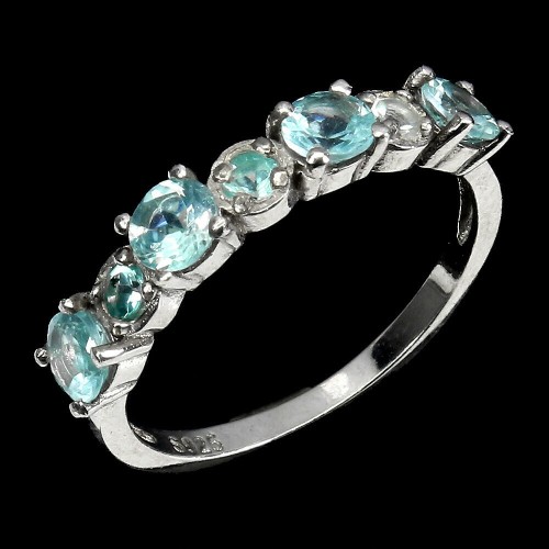 Zarter Silberring Größe 17 mit natürlichen Apatiten