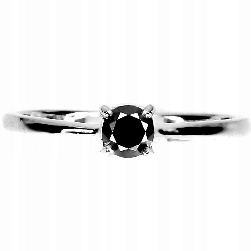 Ring Größe 17 schwarzer Diamant 0,33 ct Silber 925