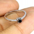 Ring Größe 17 schwarzer Diamant 0,33 ct Silber 925