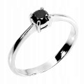 Ring Größe 17 schwarzer Diamant 0,33 ct Silber 925