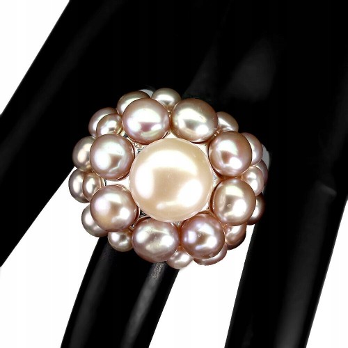 Ring mit rosa Barock Naturperlen Größe 19