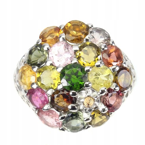 Ring Größe 17 natürliche Turmaline Diopsid Saphire