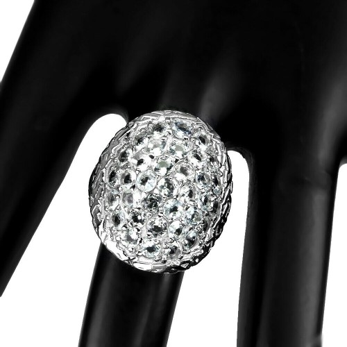 Ring Größe 15,5 Sterling Silber natürliche Aquamarine 925
