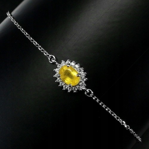 Zartes Armband, natürlicher gelber Saphir 925
