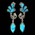 5 Ohrringe Natursilber Türkis Markasit Vogel