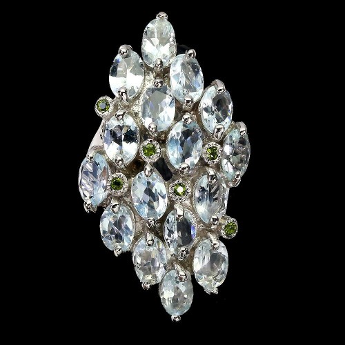 Ring Größe 14 natürliche Diopsid Aquamarine 925