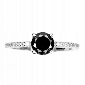 Ring 925 schwarzer Diamant 0,72 ct Silber Größe 14