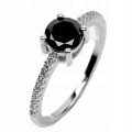 Ring 925 schwarzer Diamant 0,72 ct Silber Größe 14