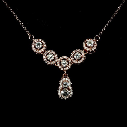 Silberkette mit natürlichen Aquamarin Zirkonia