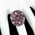 Ring 925 Silber mit weißen Topas Granaten Größe 17