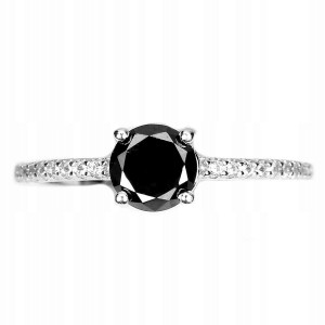 Ring schwarzer Diamant 0,905 ct Silber 925 Größe 17