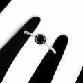 Ring schwarzer Diamant 0,905 ct Silber 925 Größe 17