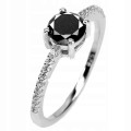 Ring schwarzer Diamant 0,905 ct Silber 925 Größe 17