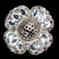 Ring Größe 16,5 Aquamarin Granaten Blume 925