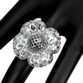 Ring Größe 16,5 Aquamarin Granaten Blume 925