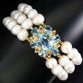 Armband natürliche Rubine Topas Swiss Blue Perlen