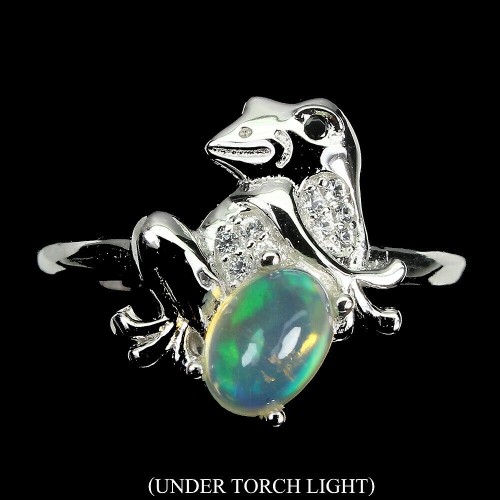 Silberring Größe 16 Feueropal Topas Frosch