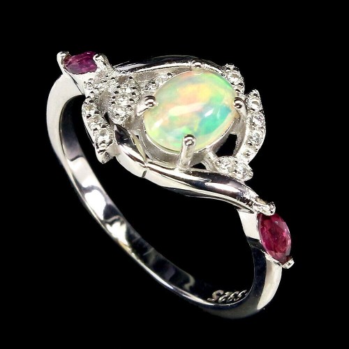 Ring Größe 14,5 natürliche Feueropal Granate