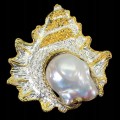 Brosche Anhänger natürliche barocke Perl Muschel