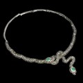 Halskette aus Sterlingsilber mit natürlicher Smaragd Markasit Schlange