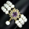 Natürliches Amethyst Armband mit Tansanit Topas Perlen