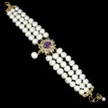 Natürliches Amethyst Armband mit Tansanit Topas Perlen