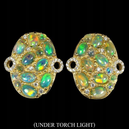 Silberohrringe natürliche Feueropale Zirkonia 5