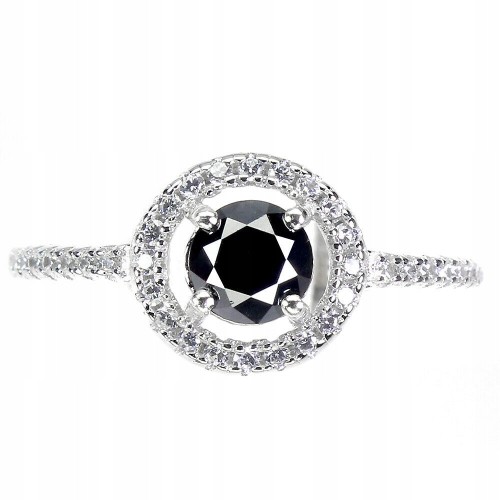 Natur Ring 0,615 ct schwarzer Diamant Größe 12