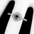 Natur Ring 0,615 ct schwarzer Diamant Größe 12