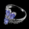 Ring aus 925er Sterlingsilber Größe 14 mit natürlichem Tansanit