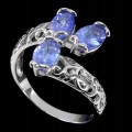 Ring aus 925er Sterlingsilber Größe 14 mit natürlichem Tansanit