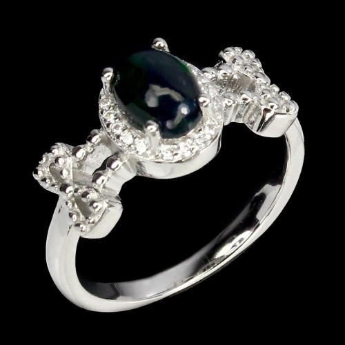 Silberring Größe 11,5 Schwarzopal Natur 925