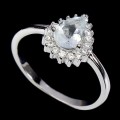 Ring zarter Silber Aquamarin 925 Größe 12