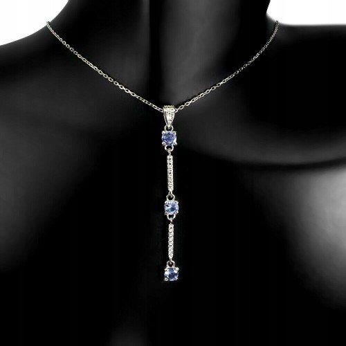 Halskette aus 925er Sterlingsilber mit natürlichem Tansanit und Zirkonia