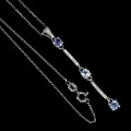 Halskette aus 925er Sterlingsilber mit natürlichem Tansanit und Zirkonia